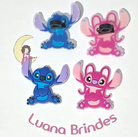 Ponteira P/lápis Stitch e Angel 4cm Pcts com 6 Unidades