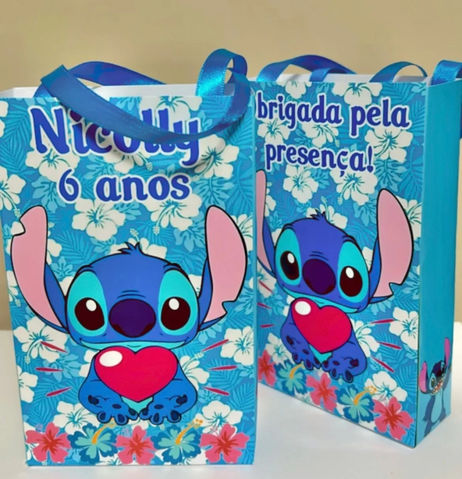 Sacolinhas Personalizada Stitch Lembrancinhas Para Aniversário