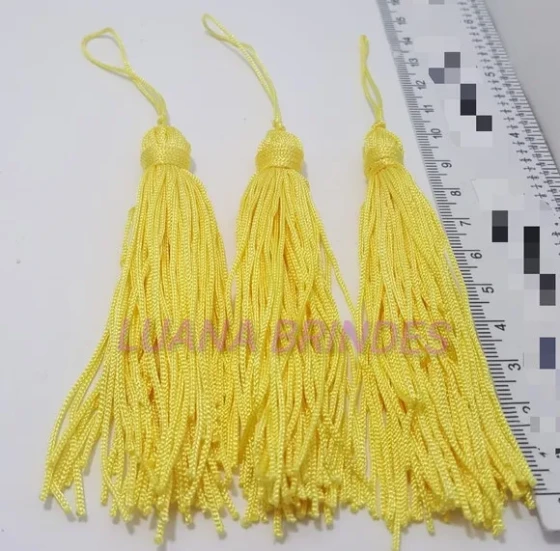 Pingente Tassel de Seda Amarela Pct 10 Unidades