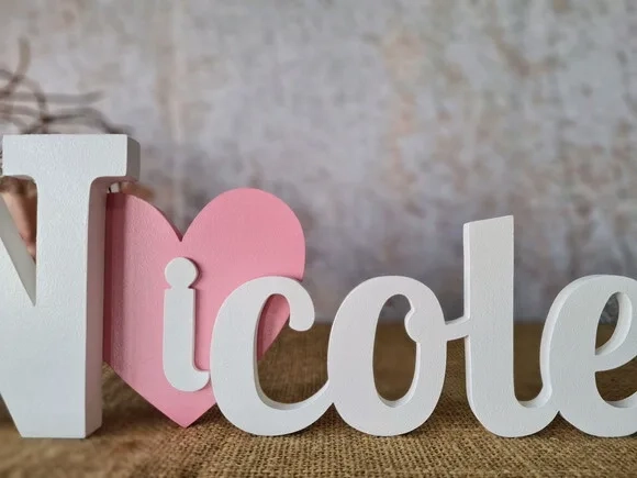 Letras de MDF -Nomes Coração
