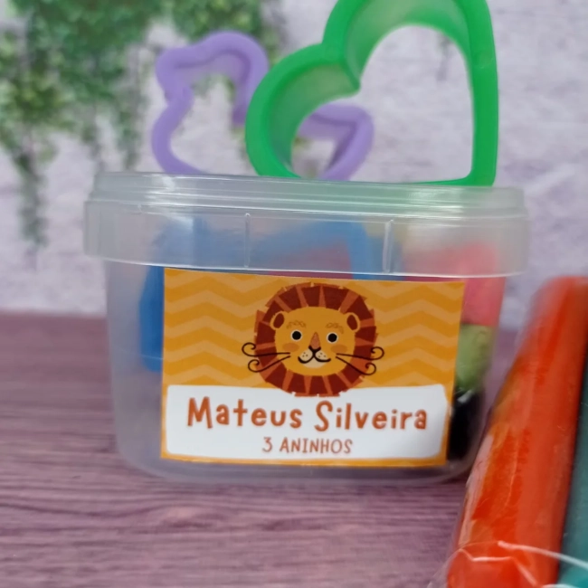 25 kit Massinha no Pote Personalizado - Leãozinho - Festa Junina - Trabalhamos com qualquer tema - Informar tema no chat