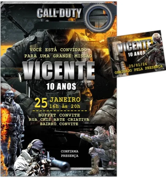 Convite Digital C/tag Call Of Duty