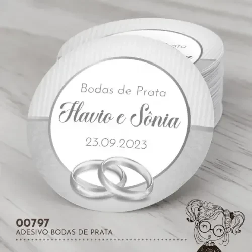 Adesivo Redondo Bodas de Prata - 00797