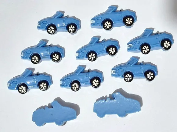 Aplique Carro Azul Miniatura Plástico Pacote com 10 Unidades