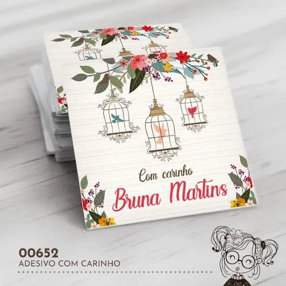 Adesivo Quadrado com Carinho - 00652