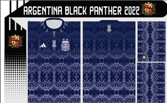 Vetor Camisa Do Argentina Black Panther Personalizada 2022