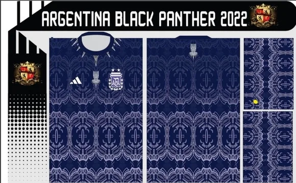 Vetor Camisa Do Argentina Black Panther Personalizada 2022