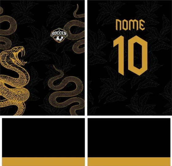Arte Vetor Camisa Interclasse Serpentes Dourada Mod-139
