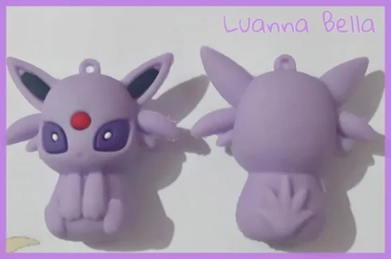 Pingente Pokémon Espeon de Borracha 5cm - Pct c/2 Unid