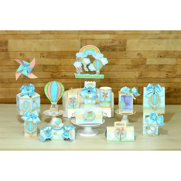 Kit 60 Lembrancinhas Brinquedos ( Pipa, Catavento e Balão )