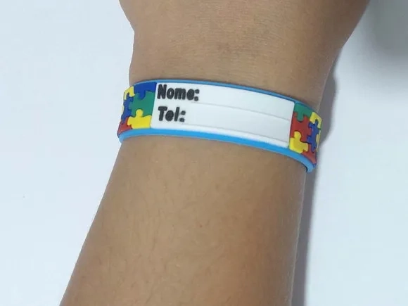 Pulseira de Identificação Infantil Autismo 19cm - 4 Unidades