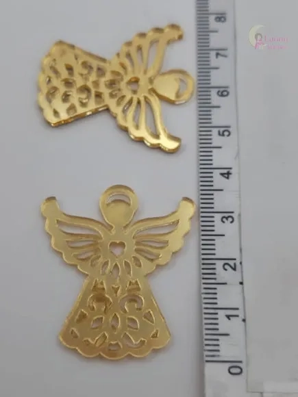 Kit aplique Anjos acrílico espelhado Dourado - pct c/3 kit
