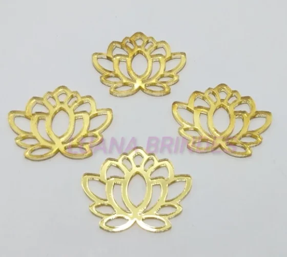 Aplique Flor de Lotus Acrílico Espelhado Doud - 2,9cm - 6 Pç
