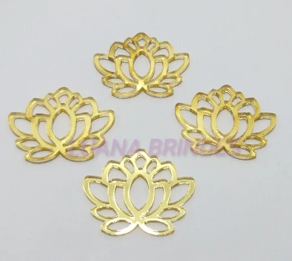 Aplique Flor de Lotus Acrílico Espelhado Doud - 2,9cm - 6 Pç
