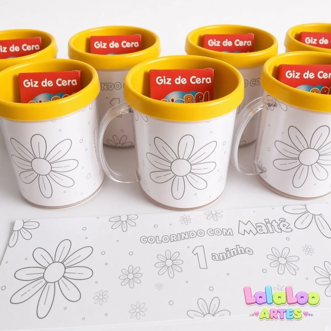Caneca para Colorir Margaridas