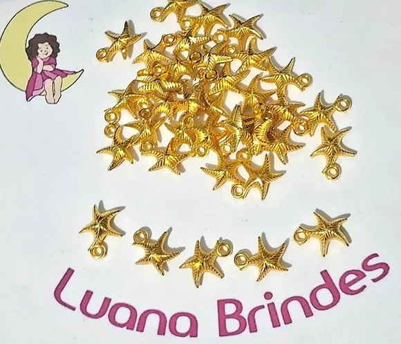 Pingente Estrela Abs 1,6cm Dourado Pacote com 20 Unidades