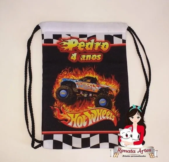Mochila de Tecido Personalizada Hot Wheels Monster Truck