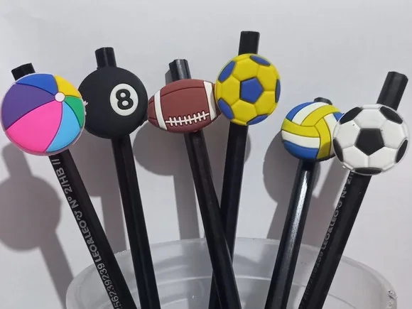 Lápis com Ponteira Bolas Esportiva Emborrachada - 6 Peças