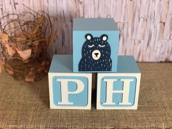 Urso Escandinavo - Cubos 10x10cm Ts Decoração Bebê