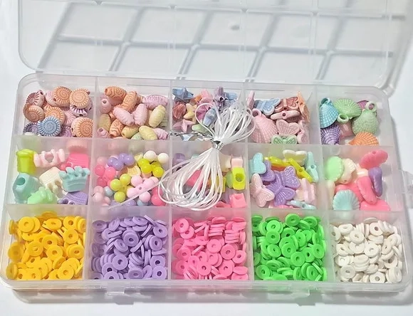 Kit Miçanga de Colar e Pulseira com Caixa Divisória - 1 Unid