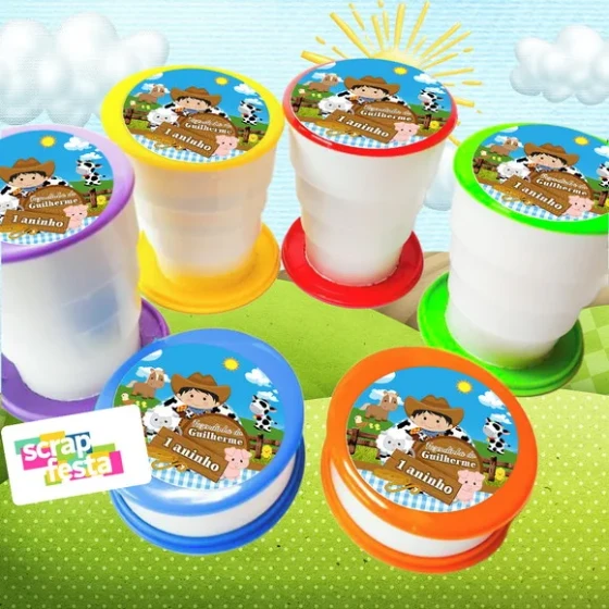 Copo Retrátil Personalizado Festa Fazendinha