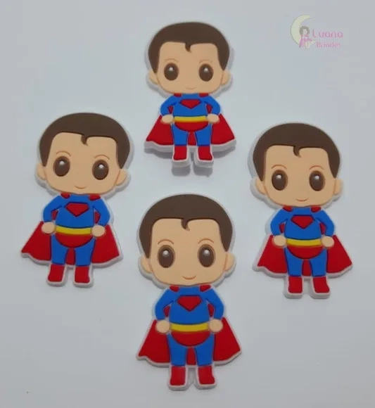 Aplique Superman de Borracha - 4,1cm - Pct C/6 Unid