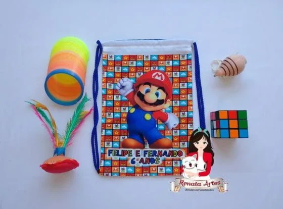Mochila Brinquedos Retrô Tema Super Mario Bross 2