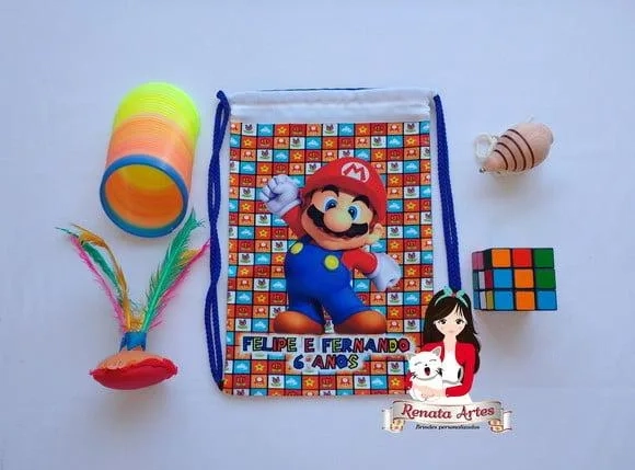 Mochila Brinquedos Retrô Tema Super Mario Bross 2