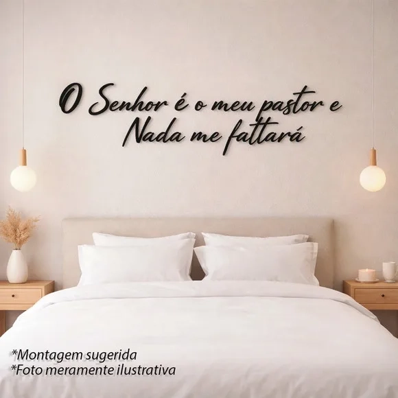Frase Decorativa o Senhor É Meu Pastor 3d mdf Preto