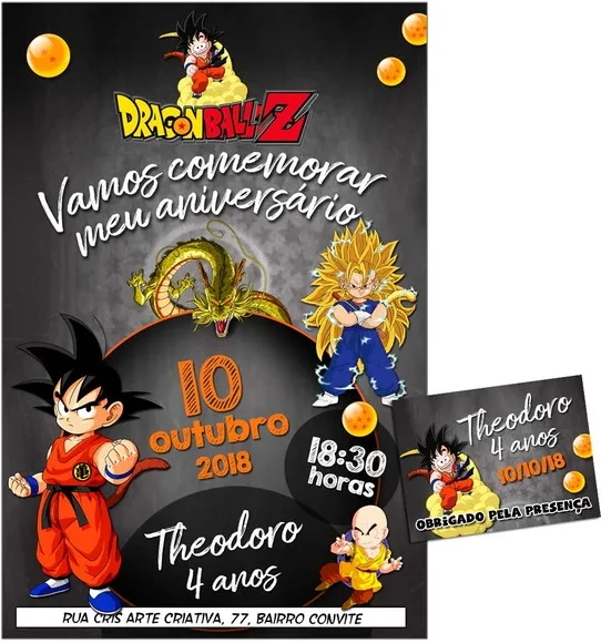 CONVITE DIGITAL C/TAG Dragon Ball Kids Chalk