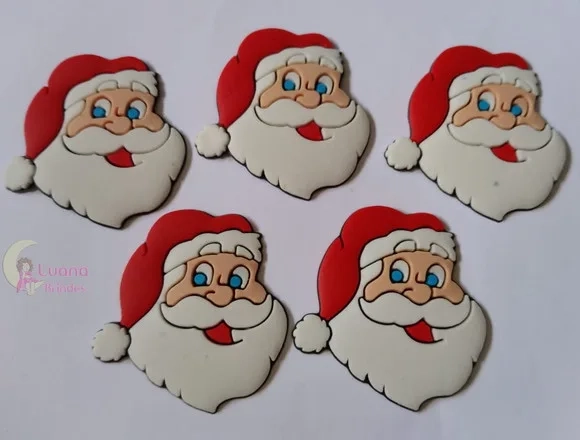 Aplique Papai Noel de borracha - pct com 7 unidades