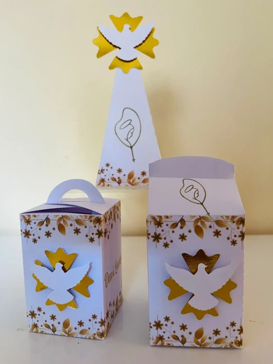 kit 15 Caixas Lembrancinhas Batismo Crisma Primeira Eucaristia Menino e Menina
