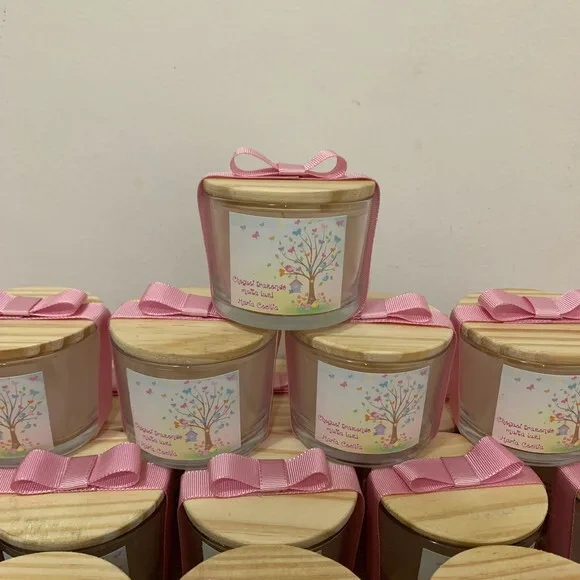 Lembrancinha Maternidade Vela Vegetal Aromática Vidro Jardim