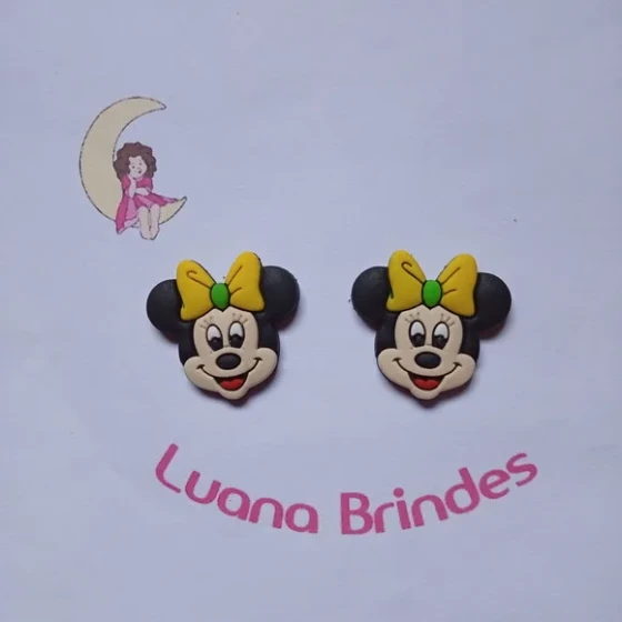 Aplique Minnie Rostinho Laço Amarelo 3.2cm 7 Unidades