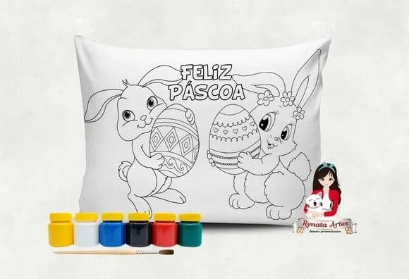 Almofada com Tinta para Colorir Pascoa