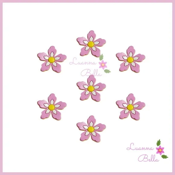 Aplique Emborrachado Modelo Florzinha Rosa - pcts c/7unds