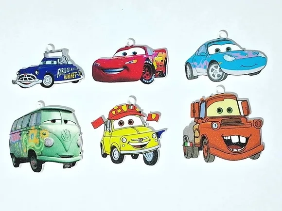 Apliques Carros Variados de Acrílico Uv 3cm - Pct C/6 Unid