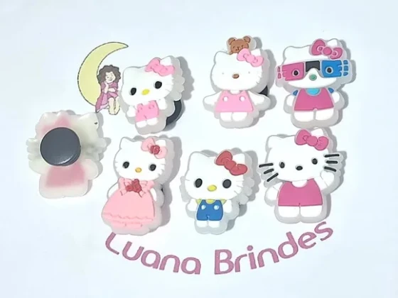 Pins de Crocs Hello Kitty Flourescente Emborrachado 6 Peça