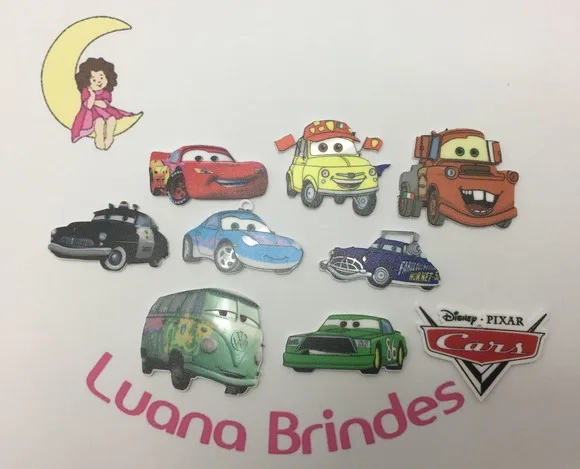 Pingente Carros de Acrílico Uv 3,5cm Pacotes com 9 Unidades