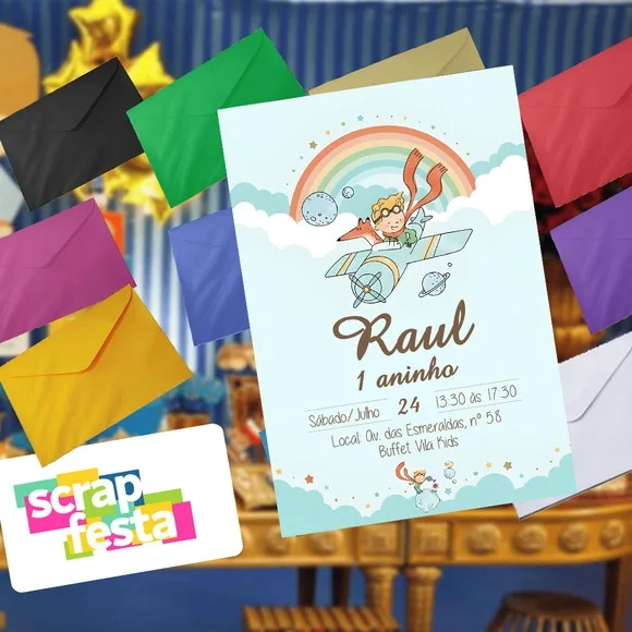Convite Impresso Envelope Personalizado o Pequeno Príncipe