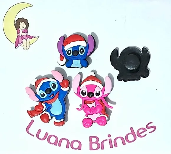 Pins de Crocs Stitch Natal Emborrachado Pacote com 6 Unidade