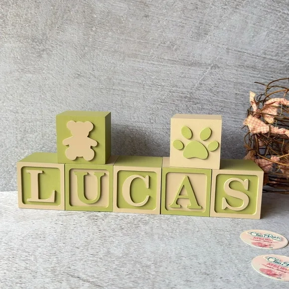 Ursinho + Cubos Ts 6x6cm- Decoração Bebê
