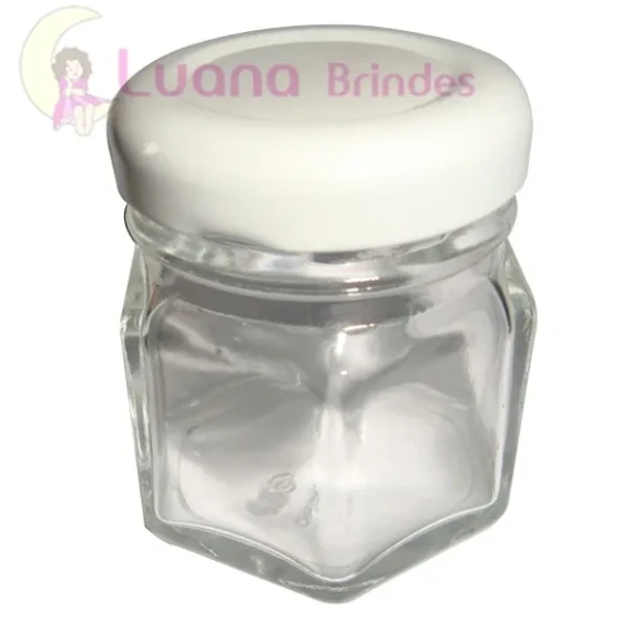Potes de Vidro Sextavado Cristal 40ml Pct 2 Unidades
