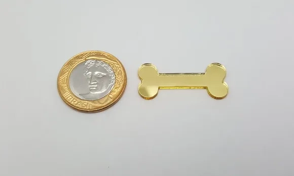 Aplique de Osso em Acrílico Espelhado Dourado - 8 Unidades