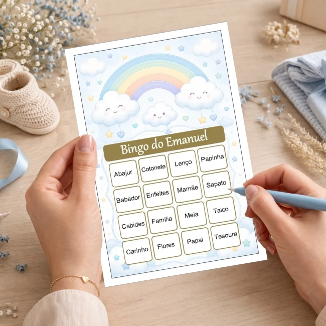 Bingo Chá de Bebê Menino PDF Para Imprimir