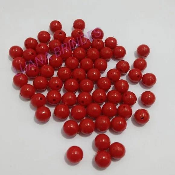 Bolinha Acrílica Vermelha - 10mm - pct. c/100 unidades