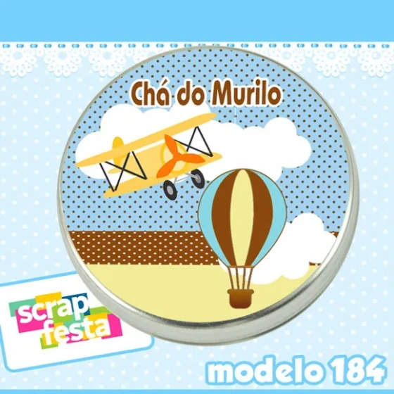 Latinha Personalizada Chá de Bebê Balão e Avião