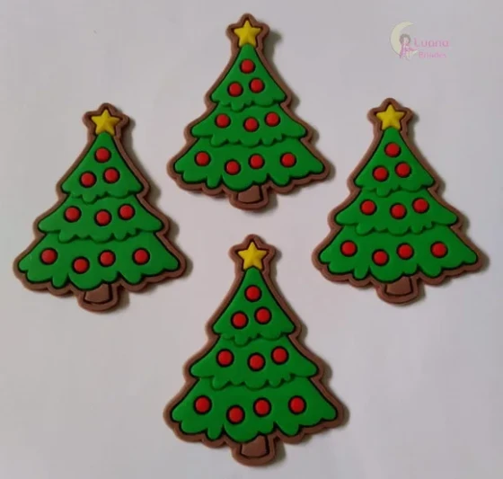 Aplique Árvore de Natal de Borracha - Pct C/6 Unid