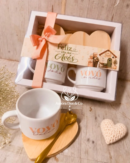 Kit Presente Dia dos Avós – Duo de Xícaras Personalizadas