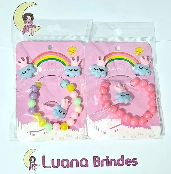 Kit Infantil Pulseira, Anel e Brinco Nuvem de Pressão 2 Kits